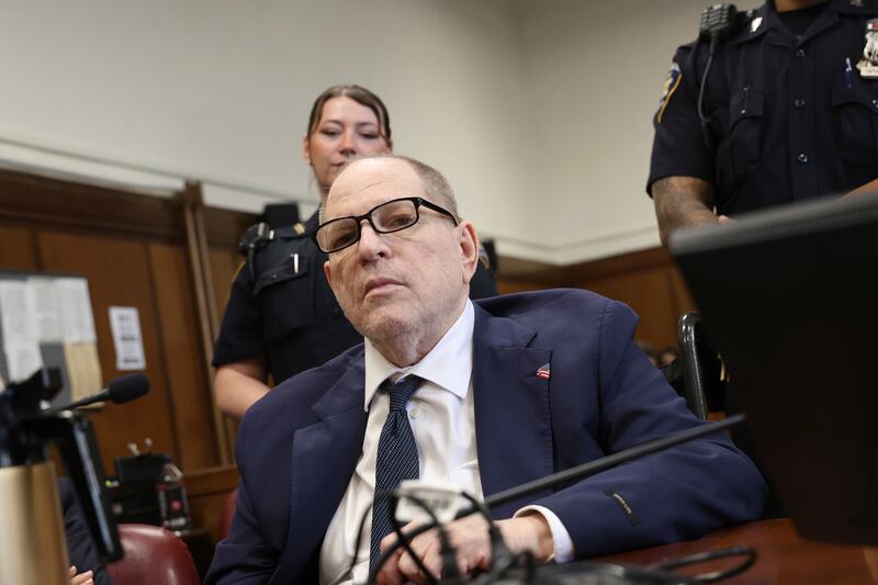 Harvey Weinstein was convicted of one charge, was acquitted of another and a mistrial ruled on the third. Photograph: Jefferson Siegel /The New York Times via AP, Pool