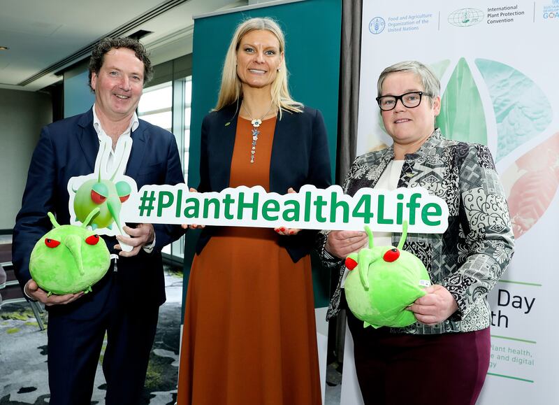 Ireland joins a European-wide effort to underscore the importance of plant health: Diarmuid Gavin, leading Irish garden designer; Senator Pippa Hackett, Minister of State for Land Use and Biodiversity with special responsibility for Horticulture; and Louise Byrne, chief plant health officer for Ireland