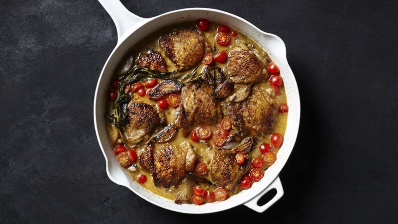 Dijon chicken with shallots. Photographer: (Christopher Testani/The New York Times.