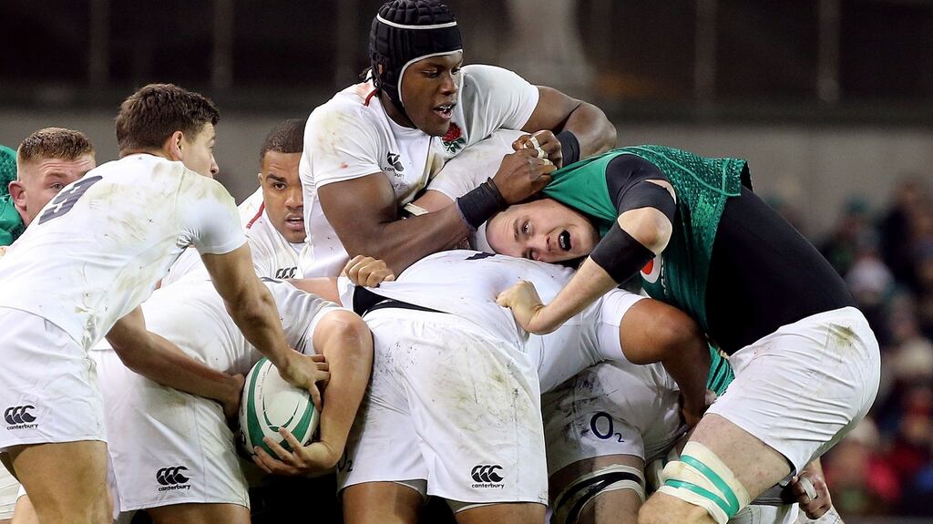 reland’s Devin Toner and England’s Maro Itoje. Photograph: Tom Honan/The Irish Times