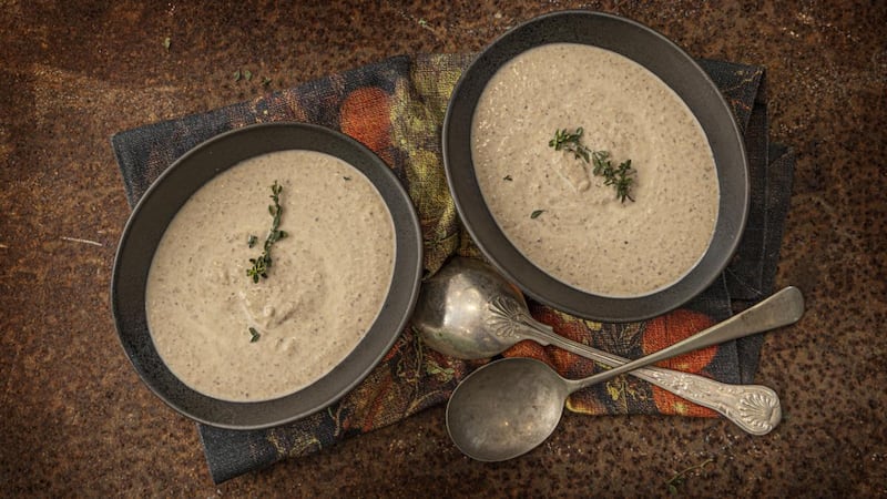 Delicious starter: chestnut mushroom, parsnip and sherry soup