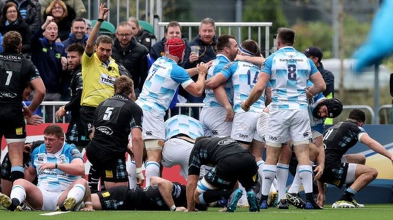 Cian Healy’s brace of tries helped Leinster to a resounding win over Glasgow. Photograph: Ryan Byrne/Inpho