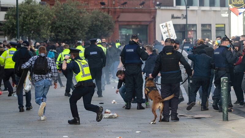 Gardaí arrested 23 people during the protests, 13 of which have been charged.  Photograph: Damian Eagers/PA