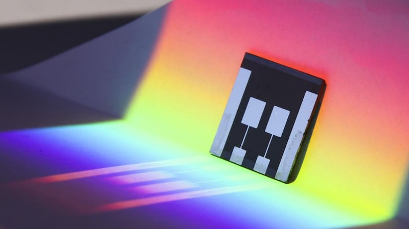 A perovskite solar cell made by Kyle Froha. Photograph: Rongrong Cheacharoen