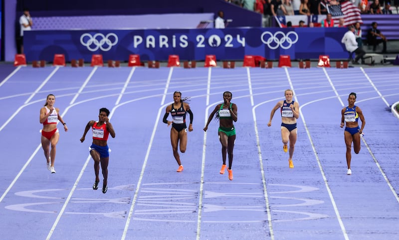 Ireland’s Rhasidat Adeleke on her way to finishing fourth in the 400m final. Photograph: Ryan Byrne/Inpho