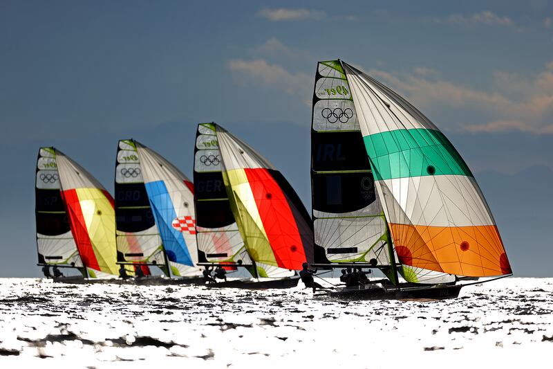 Robert Dickson and Sean Waddilove competing in the Tokyo Games. They may well end up competing for Ireland at a third Olympics, next time in Los Angeles. Photograph: Clive Mason/Getty Images