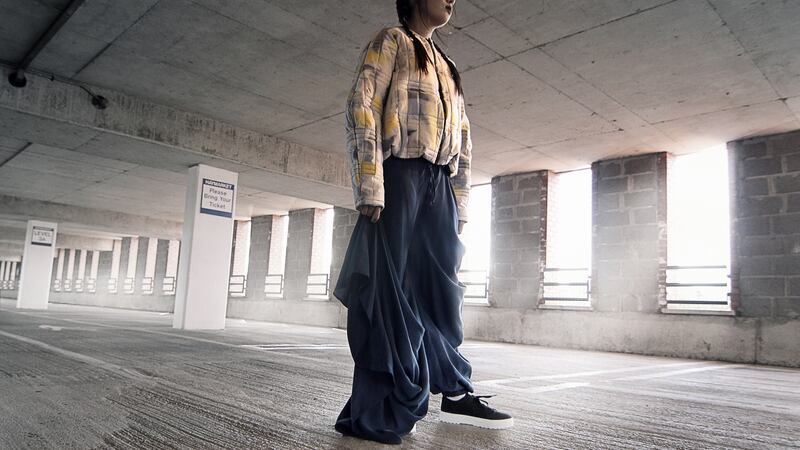 Dress made from waste Astroturf by Holly Walsh, Griffith College