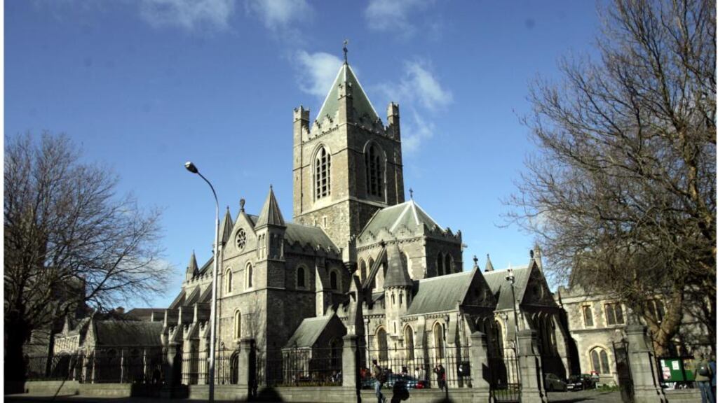 A woman was assaulted by two young men by Christchuch yesterday evening. Photograph: Bryan O’Brien /The Irish Times