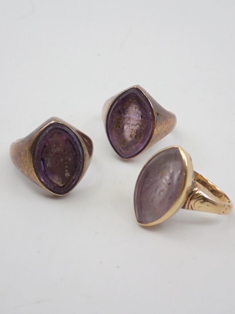 Three bishops rings from the 1800s – €1,000-€1,500, John Weldon.