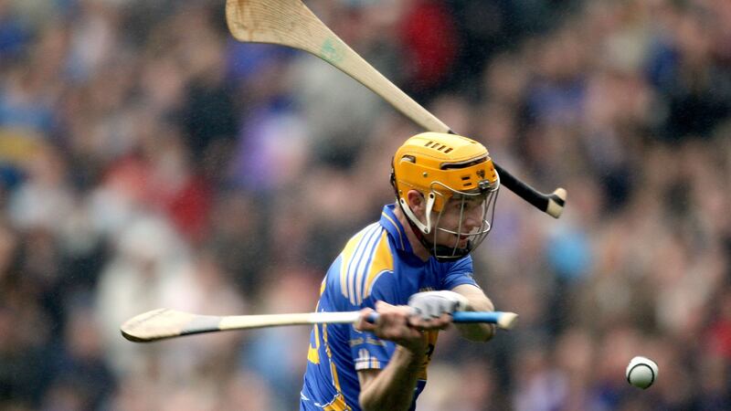 Lar Corbett scores the second of his three goals for Tipperary in the famous 2010 All-Ireland final defeat of Kilkenny. Photograph: Cathal Noonan/Inpno
