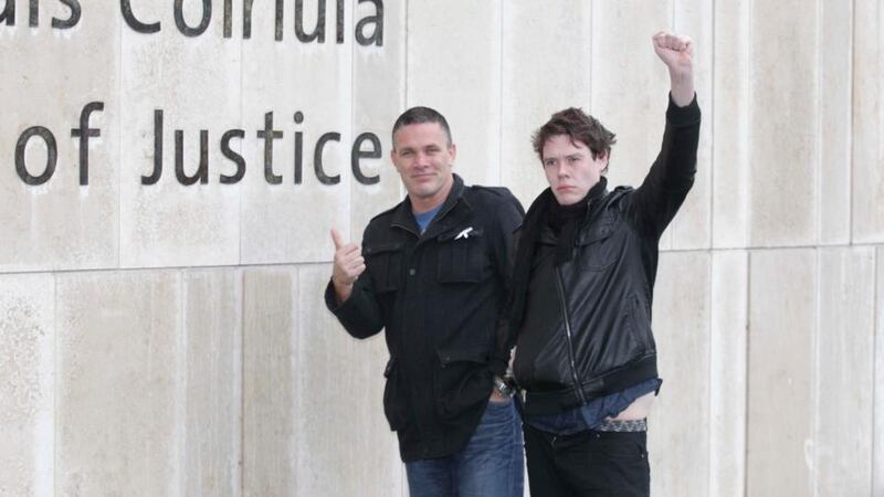 Richie Larkin of Mount Olive Road, Kilbarrack and Mark Egan of Tonlegee Drive pictured leaving court in Dublin. Photograph: Collins