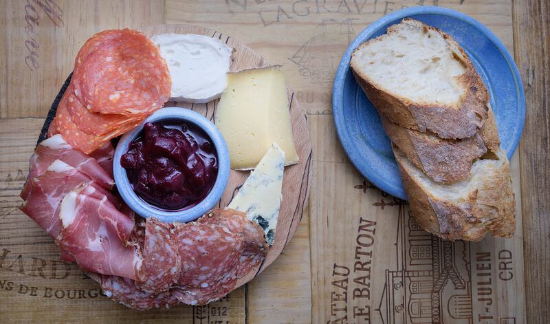 Charcuterie with a selection of craft Irish cheeses, seasonal chutney and sourdough bread. Photograph: Michael McLaughlin