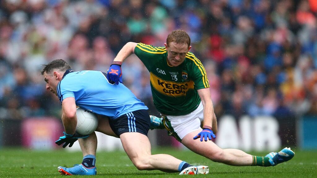 Philly McMahon and Colm Cooper look set to renew acquaintances at Croke Park in Sunday’s Allianz League Division One final. Photograph: Cathal Noonan/Inpho
