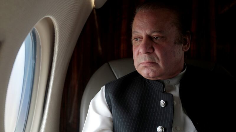 Pakistani prime minister Nawaz Sharif looks out the window of his aircraft after attending a ceremony to inaugurate the M9 motorway between Karachi and Hyderabad on February 3rd, 2017. Photograph: Caren Firouz/Reuters