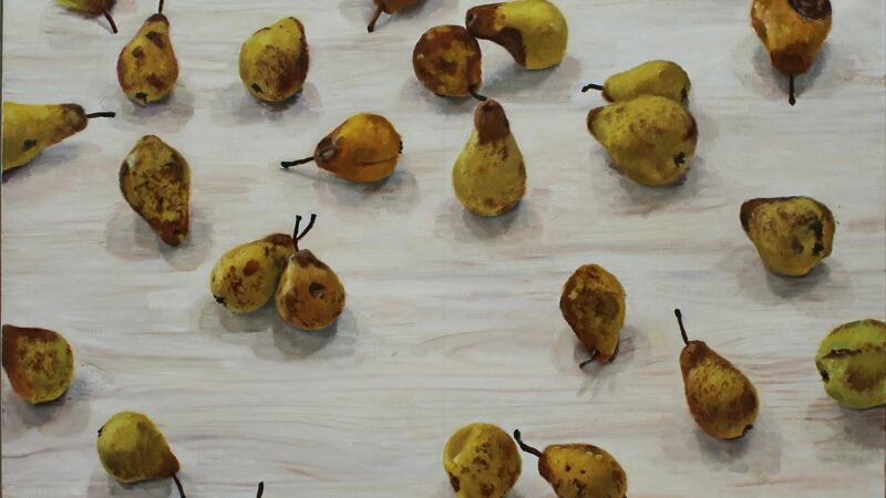 Lot 49 ‘Big Pears’ is an oil-on-canvas measuring 28 by 40 inches by Blaise Smith acquired in 2006 from the Molesworth Gallery in Dublin (€3,000-€5,000)