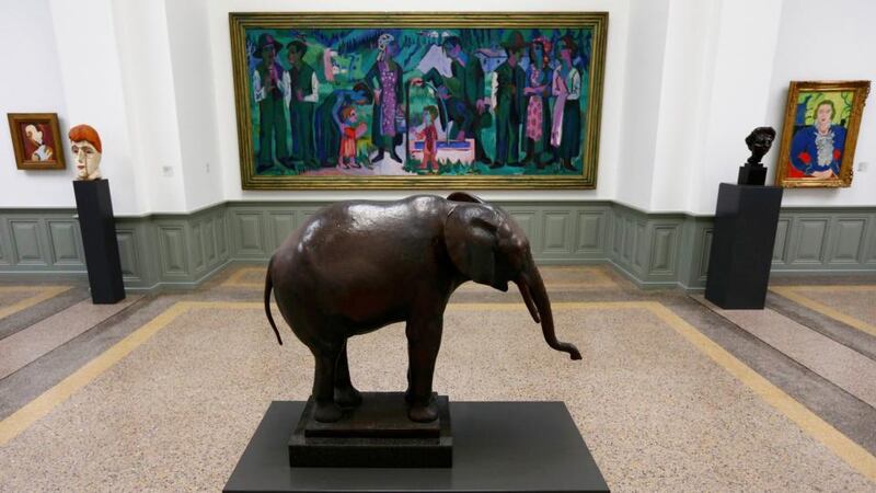 German expressionist Ernst Ludwig Kirchner’s ‘Alpsonntag-Szene am Brunnen’ (Sunday in the Alps-Scene at the Well) in the Bern Art Museum. Photograph: Ruben Sprich/Reuters
