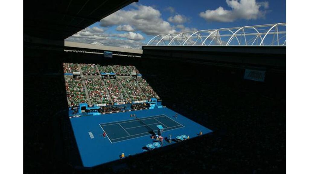Venus Williams takes on Sandra Zahlavova at the Rod Laver Arena in Melbourne earlier today. Photograph: Julian Finney/Getty Images