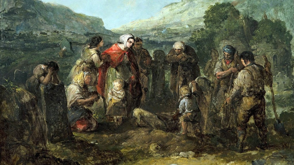 The Village Funeral: An Irish Family by a Graveside during the Great Famine by Daniel MacDonald