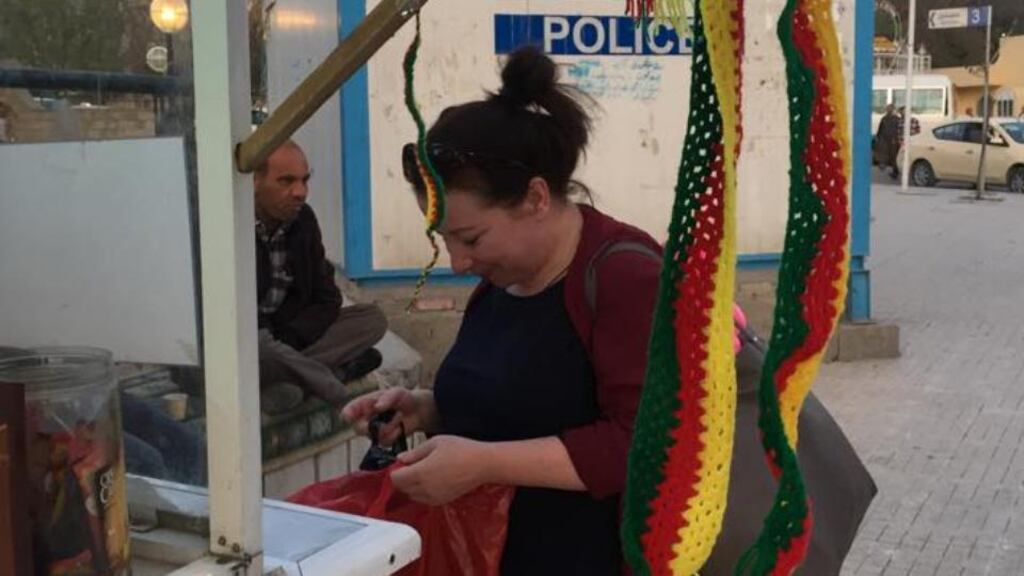 Aw, go on: April Keith at a tea stand in Kurdistan; tea – drunk black and strong as tar, with plenty of sugar – is the foundation of Kurdish hospitality and a gesture Keith never turns down, as it leads to rare experiences: “I’ve sat on top of a mountain at a border outpost drinking tea with two peshmerga soldiers, rifles over their shoulders”