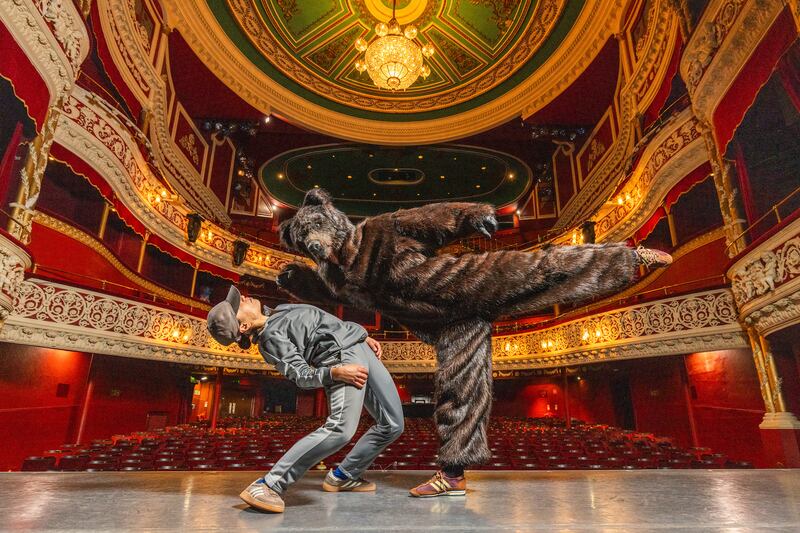 Salma Ataya and Manuel Zschunke (in the bear suit). Photograph: Naoise Culhane