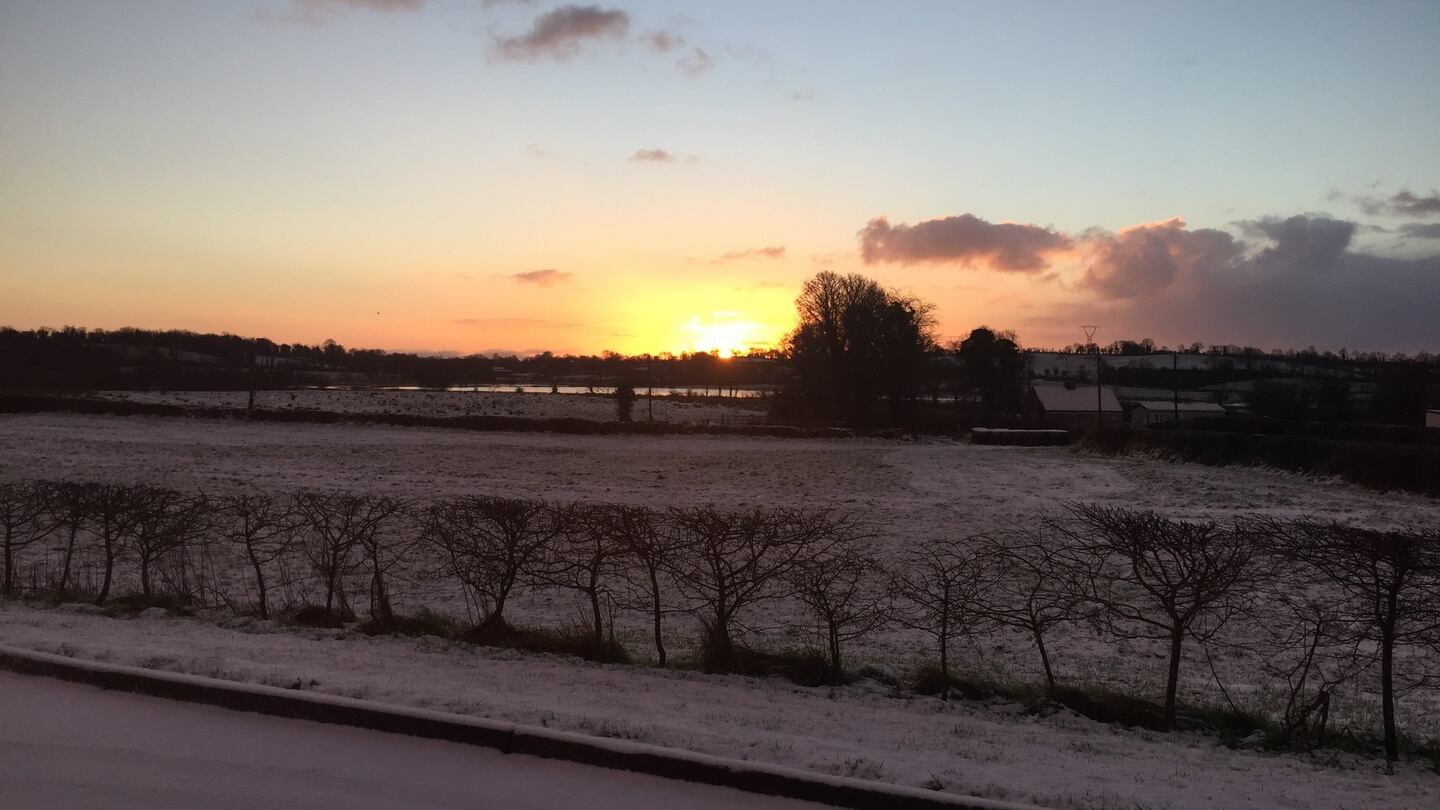 A snowy sunrise in Kilmore, Co Wexford . Photograph: Hugh Mc Gauran