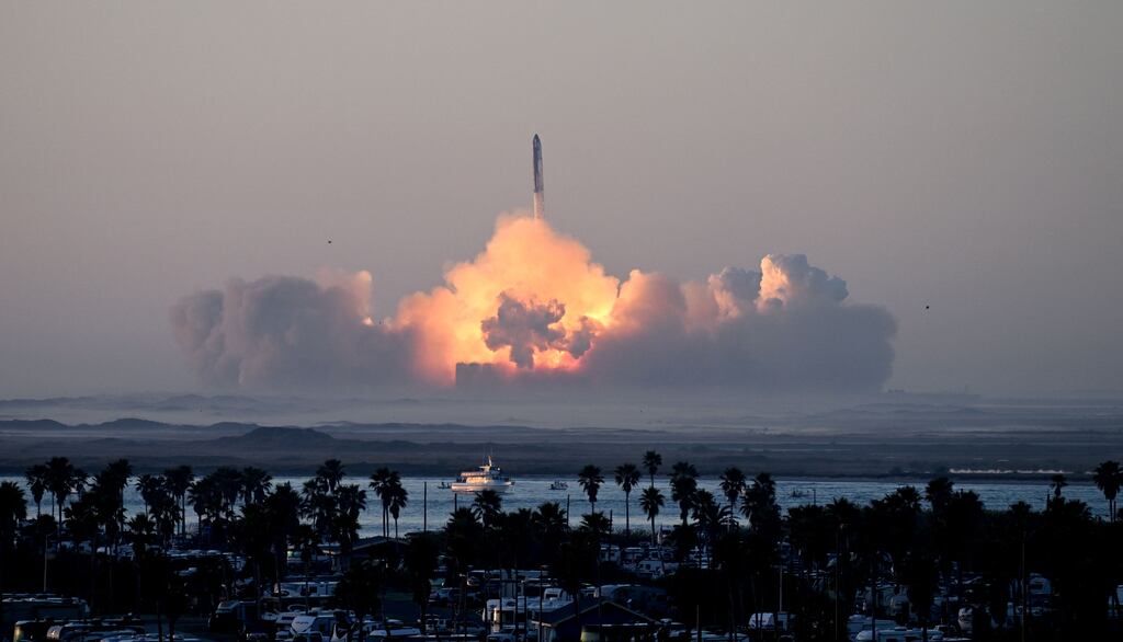 SpaceX's Starship rocket launches from Starbase during its second test flight in Boca Chica, Texas, on November 18th, 2023. Photograph: Timothy A Clary/AFP