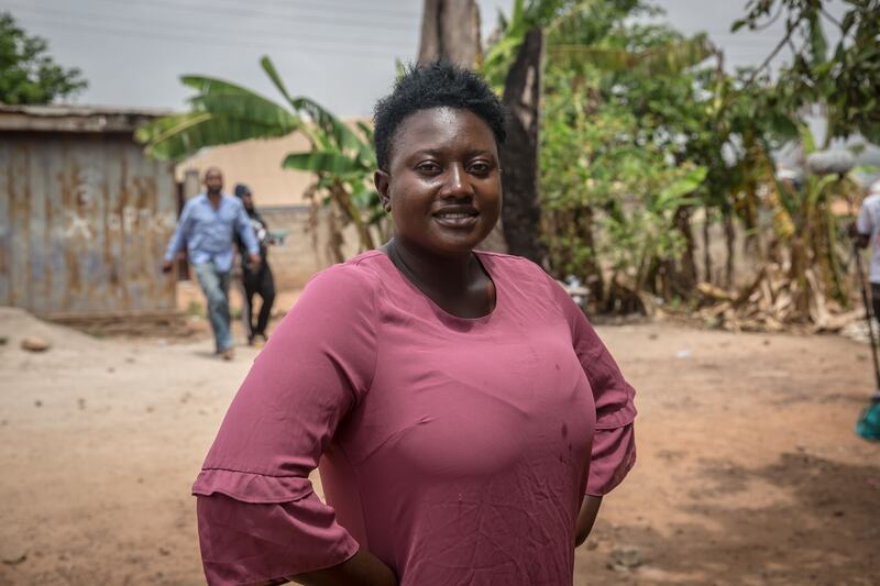 Tina Safo, 26, is both the producer and lead actor. The full cost of one of her movies comes to a little over €1,000, money she raises by trading in clothes. Photograph: Sally Hayden