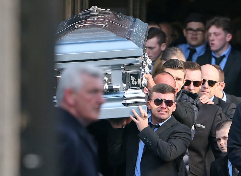 Liam Byrne carries the remains of his brother David Byrne, who was shot dead in the Regency Hotel. Photograph: Colin Keegan/Collins Dublin
