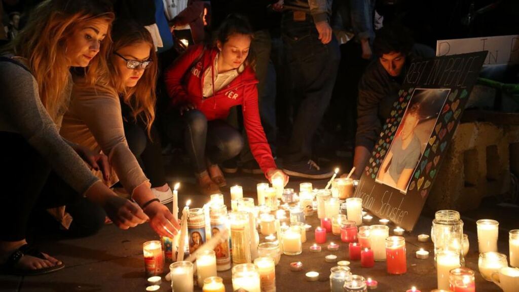 The vigil Martin Luther King Jr Civic Centre Park held last month, the night after the balcony collapse. Photograph: Justin Sullivan/Getty