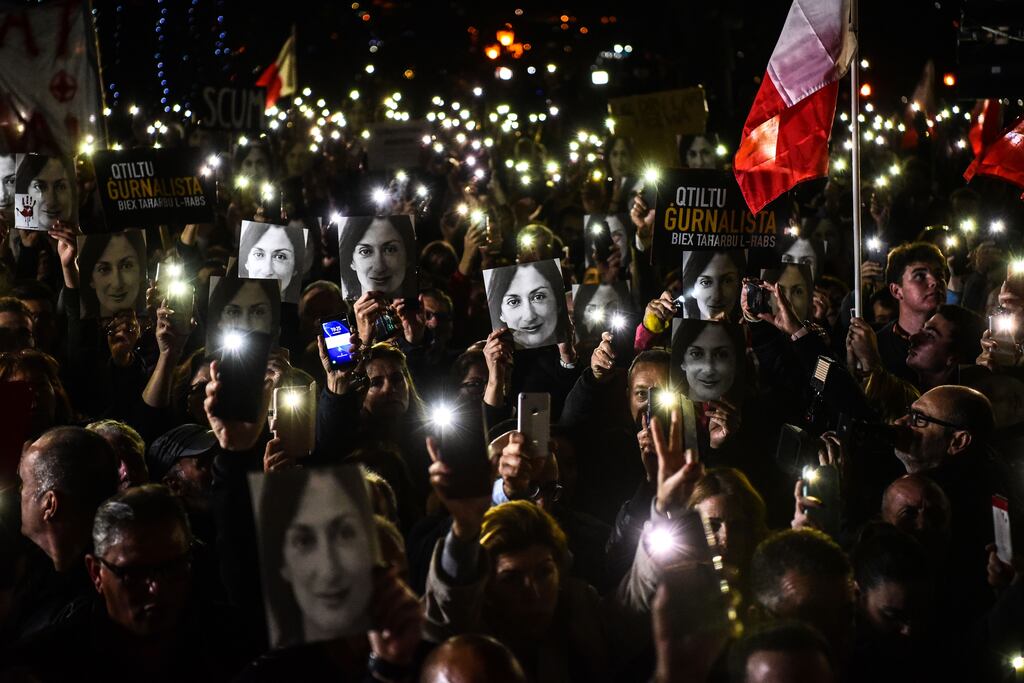 Who Killed Daphne: a protest against Daphne Caruana Galizia's murder in Malta in 2019. Photograph: AFP via Getty