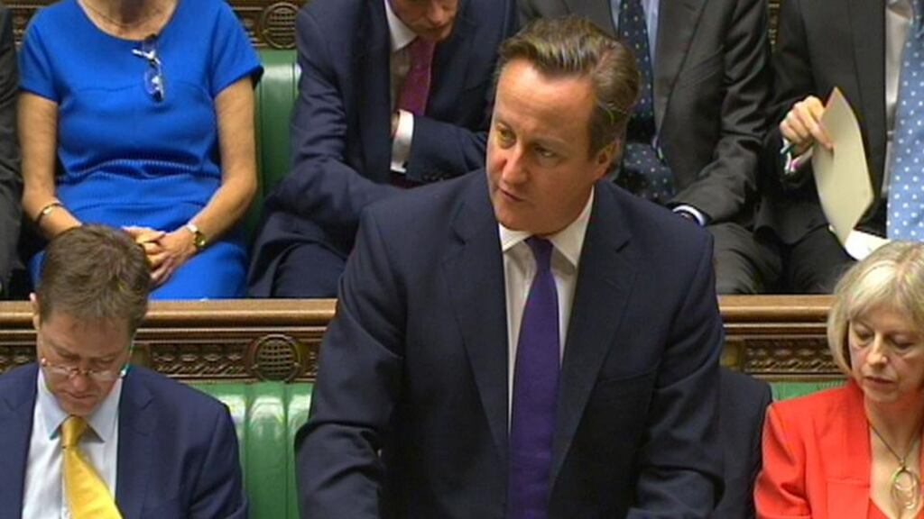 British prime minister David Cameron speaking about military action against Islamic State in the House of Commons, London.Photograph: PA Wire.