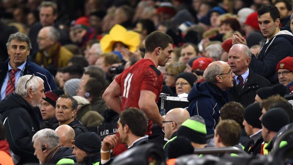 Wales winger George North should not have remained on the field of play following a head impact in the 61st minute of the Wales versus England RBS Six Nations match, World Rugby has announced in a statement. Photograph: Joe Giddens/PA