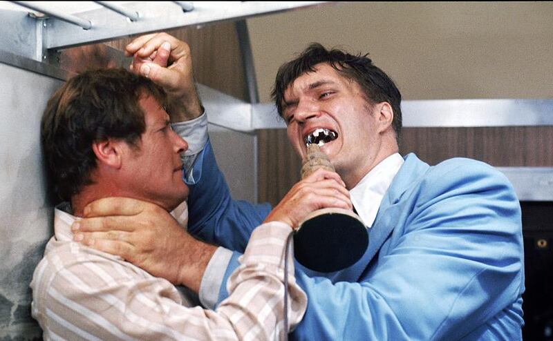 The Spy Who Loved Me: Roger Moore and, as Jaws, Richard Kiel. Photograph:  MGM
