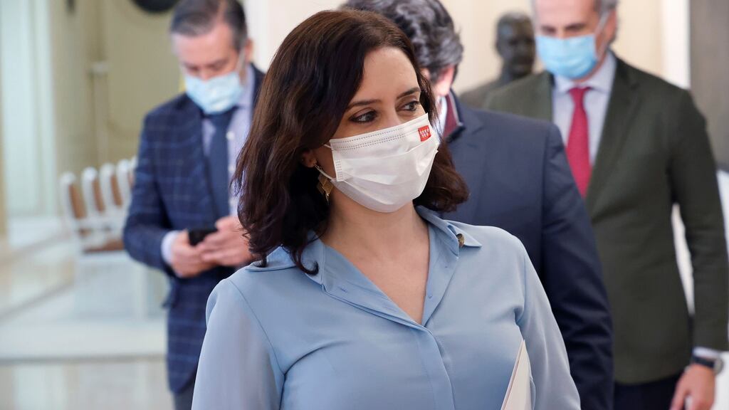 Madrid’s regional president Isabel Díaz Ayuso: Has  called a snap election for May 4th, claiming to be acting in a bid to pre-empt a Murcia-style no-confidence motion against her. Photograph:  EPA/ZIPI