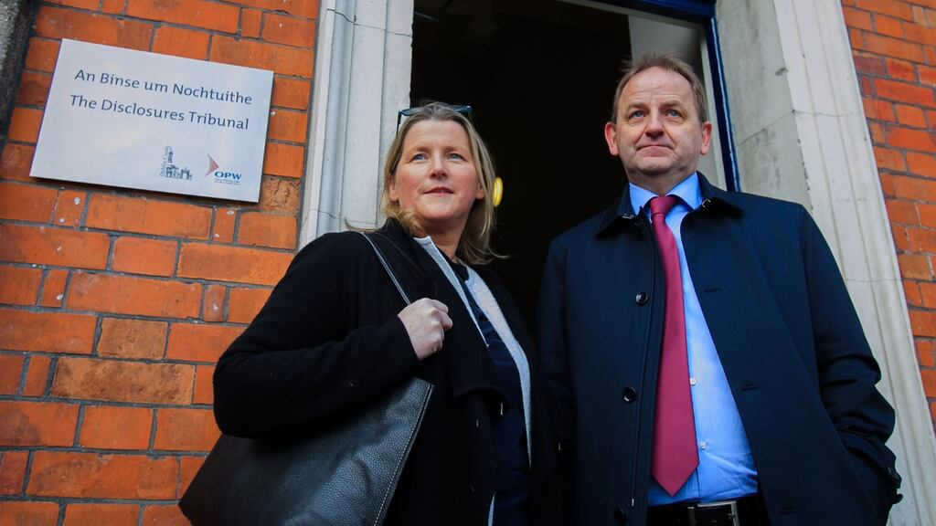 Maurice McCabe and his wife Lorraine at the Charleton Tribunal in Dublin Castle. Photograph: Collins