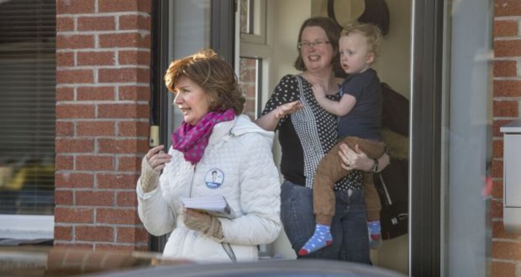 Fine Gael candidate Stephanie Regan canvassing in Raheny, Dublin, in 2016. Photograph: Photograph: Dara Mac Dónaill