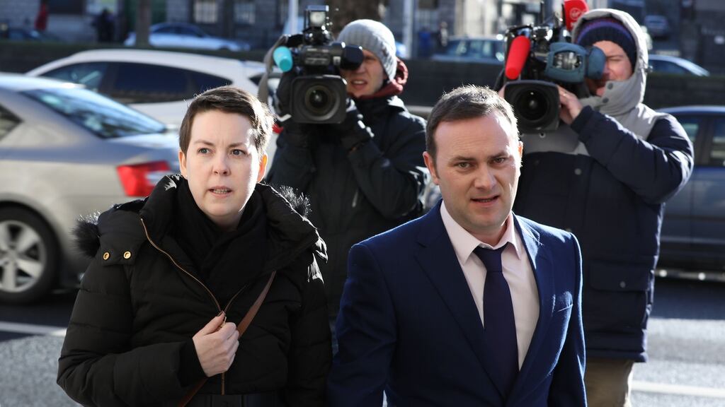 Ruth and Paul Morrissey leave the Four Courts on Tuesday after a High Court hering. Photograph: Collins Courts