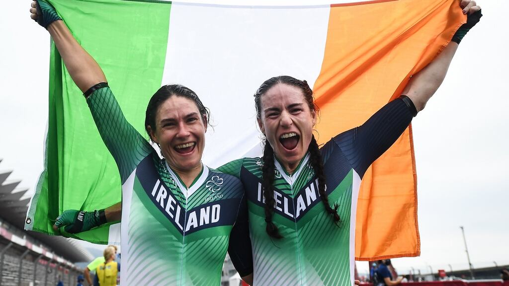 Katie-George Dunlevy and Eve McCrystal in Tokyo: ‘For kids or adults at home with a visual impairment, our success today shows that you can do anything you want to do.’ Photograph: David Fitzgerald/Sportsfile