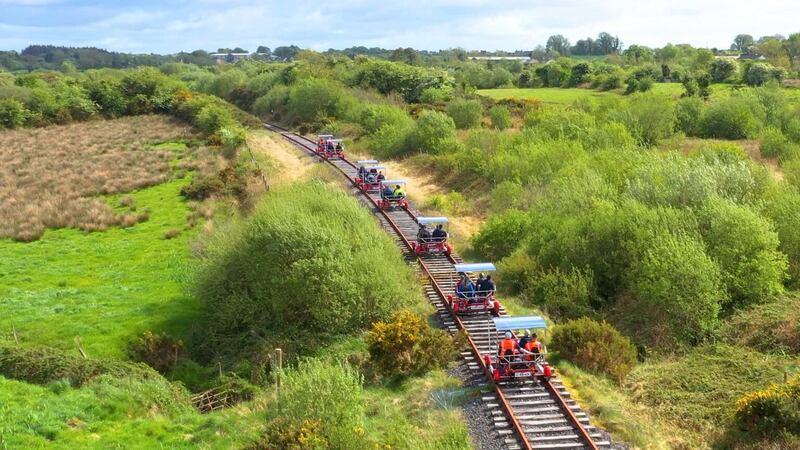The Velorail is Co Mayo's newest tourist attraction, making use of closed down railway lines with rail-mounted, pedal-powered bikes. Photograph: Velorail