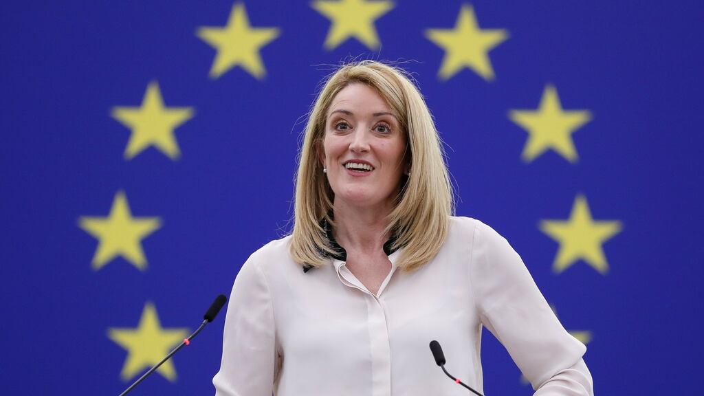 European Parliament president Roberta Metsola urged de-escalation of tensions. Photograph: EPA