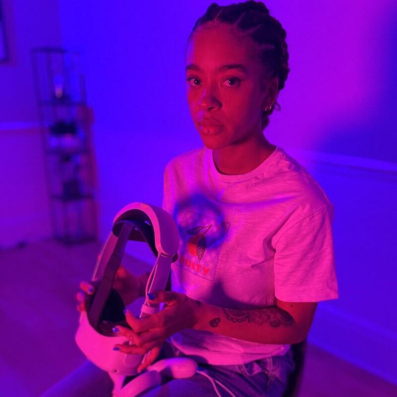 Journalist Yinka Bokinni with a VR headset. Photograph: Channel 4