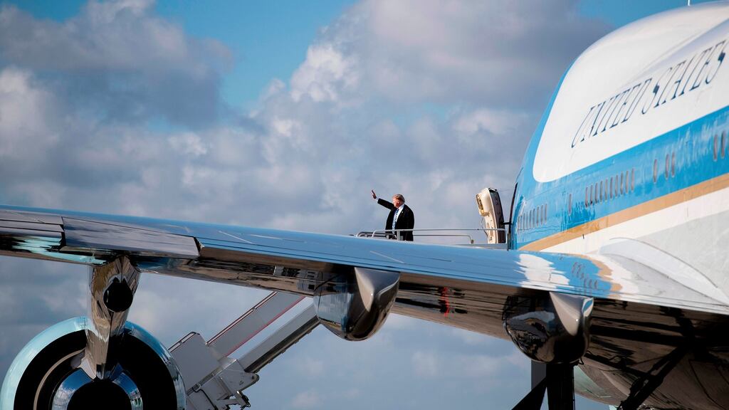 US president Donald Trump boarding Air Force One at Palm Beach airport in Florida on February 19th. Photograph: Getty Images