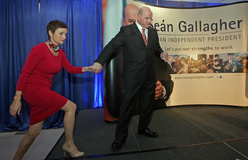 Seán Gallagher and his wife, Trish, at the launch of his campaign for the presidency in 2011. Photograph: Eric Luke