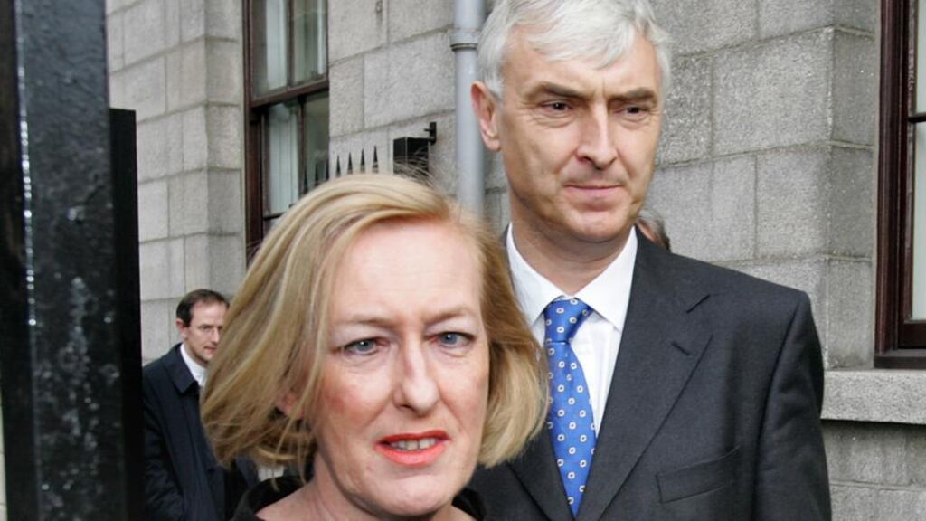 Geraldine Kennedy and Colm Keena leaving the High Court on October 23rd, 2007, after losing the case brought by the Mahon tribunal. Photograph: David Sleator
