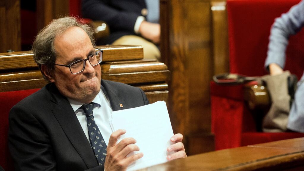 Catalonian regional president Quim Torra: said violence had no place in the independence movement. Photograph: Quique Garcia/EPA