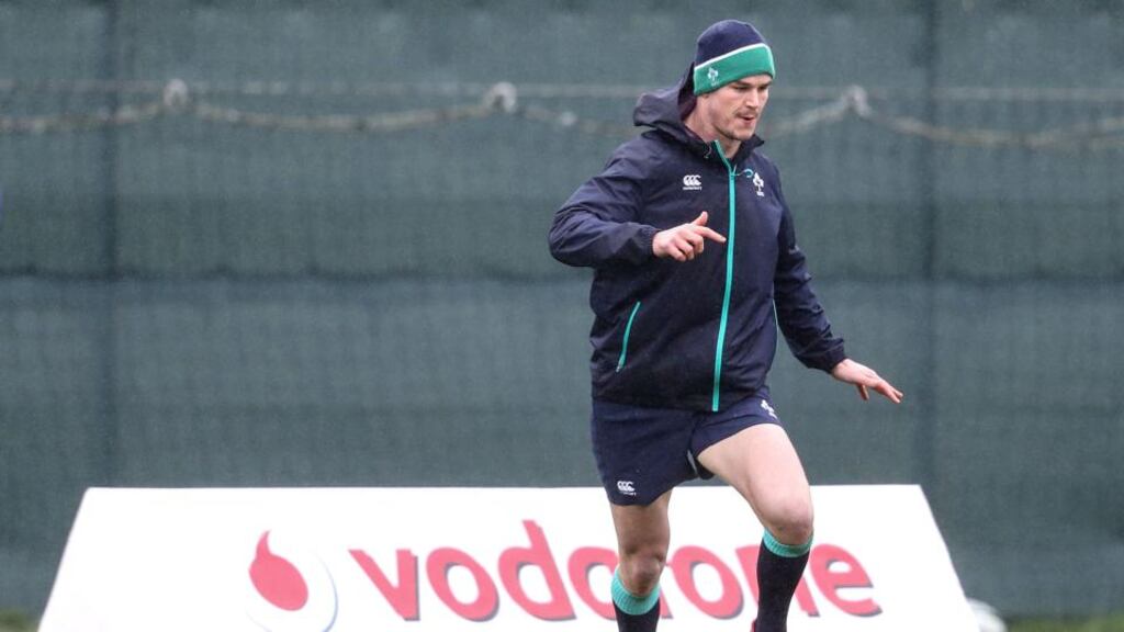 Ireland’s Jonathan Sexton in training at Carton House this morning. Photo: Dan Sheridan/Inpho