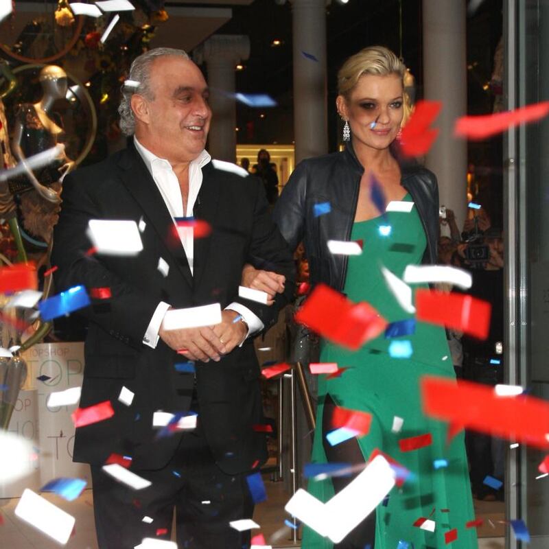 Topshop’s glory days: Philip Green and Kate Moss at the opening of the New York flagship store, in 2009. Photograph: Jason Kempin/WireImage/Getty