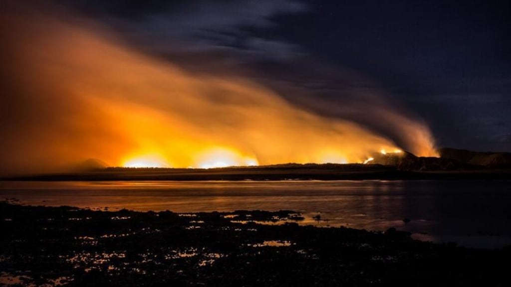 Fire overnight on Tramore sand dunes. Photograph: Leah Burgess