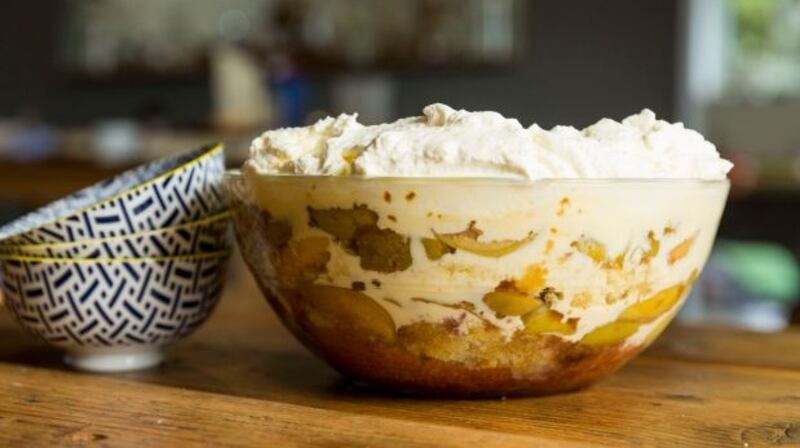Toffee apple and brandy trifle