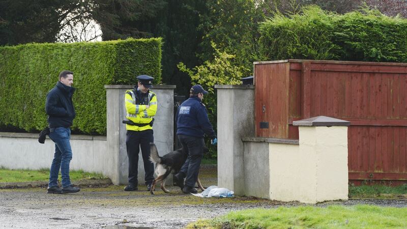 Gardaí at the scene of a fatal explosion at a house at The Cottages on the Termonfeckin Road at Beaulieu, Co Louth. Photograph: Alan Betson